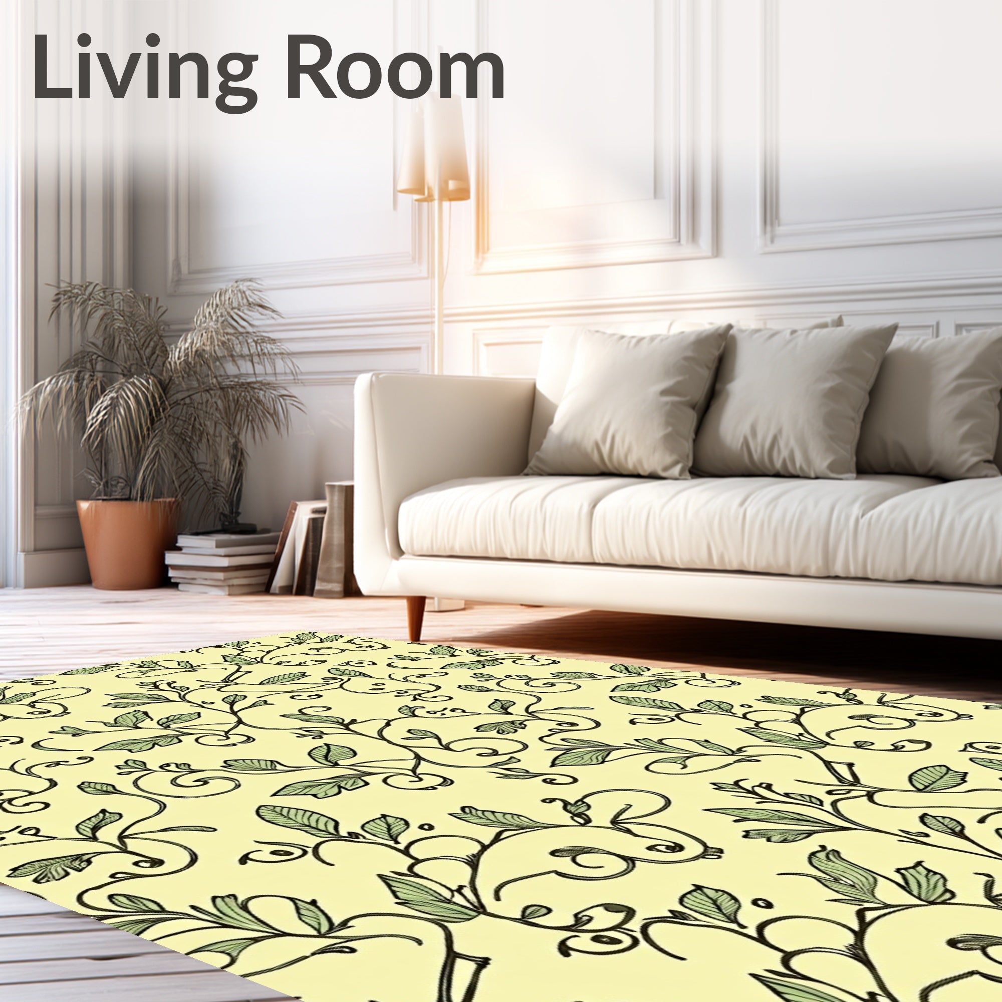 Vine and Leaf Art Nouveau Pattern Rug