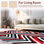 Bold Geometric Red Black White Rug