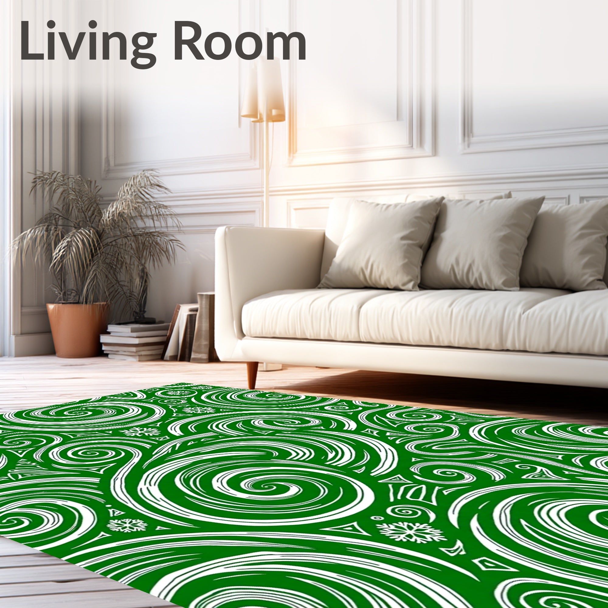 Emerald green abstract swirl snowflake Rug