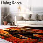 Grizzly Bear Forest Autumn Maple Leaves Rug