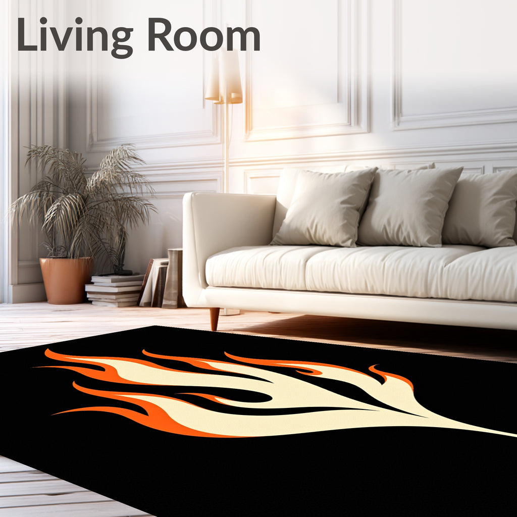 Fiery Orange Flame Abstract Rug