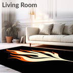 Fiery Orange Flame Abstract Rug
