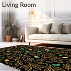 Golden Leaves Acorns Pattern Rug