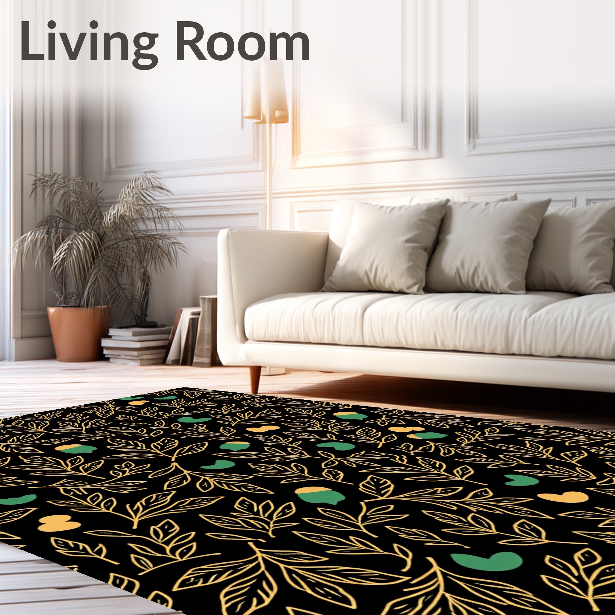 Golden Leaves Acorns Pattern Rug