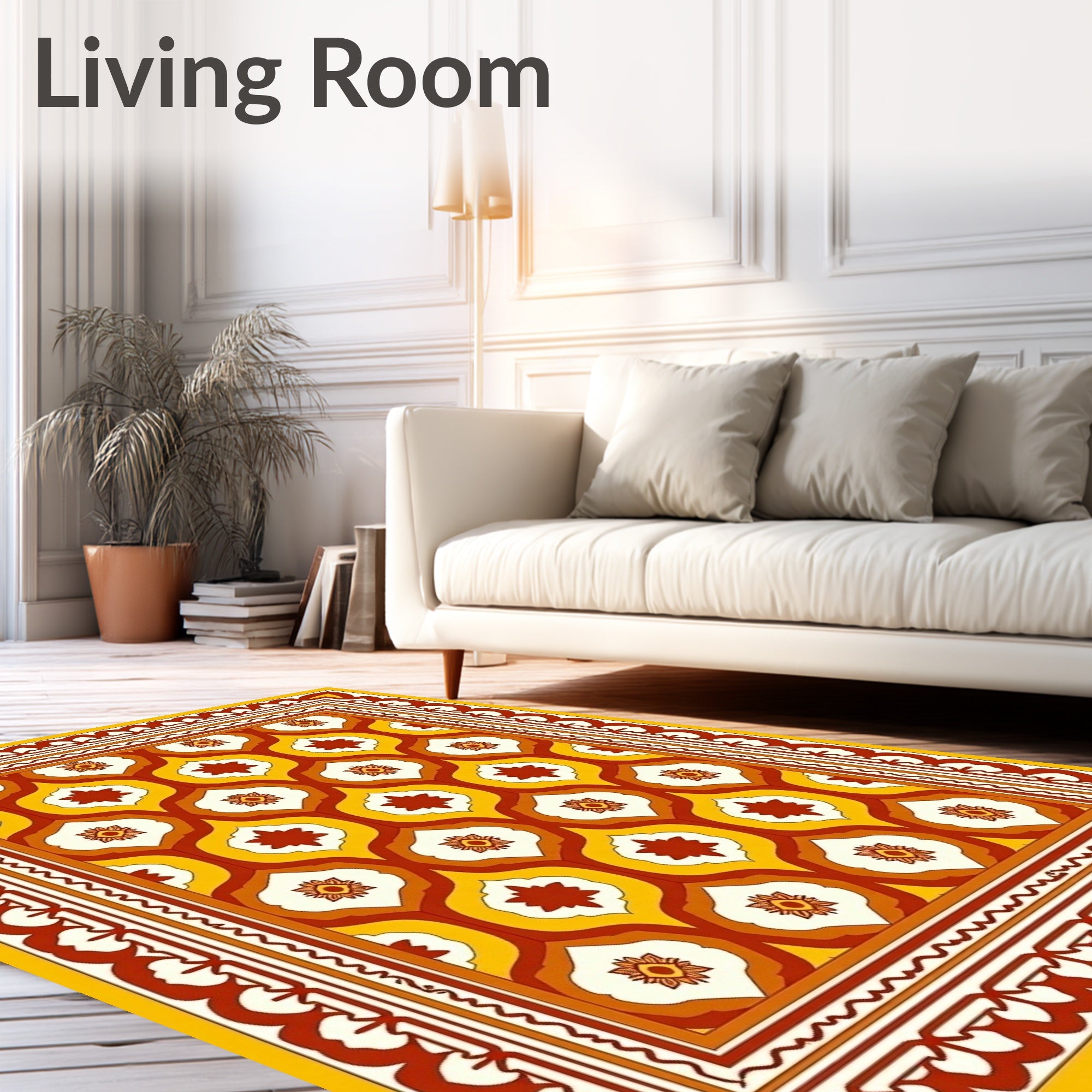 Retro Floral Geometric Pattern Rug