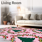 Festive Green Christmas Tree Garland Rug
