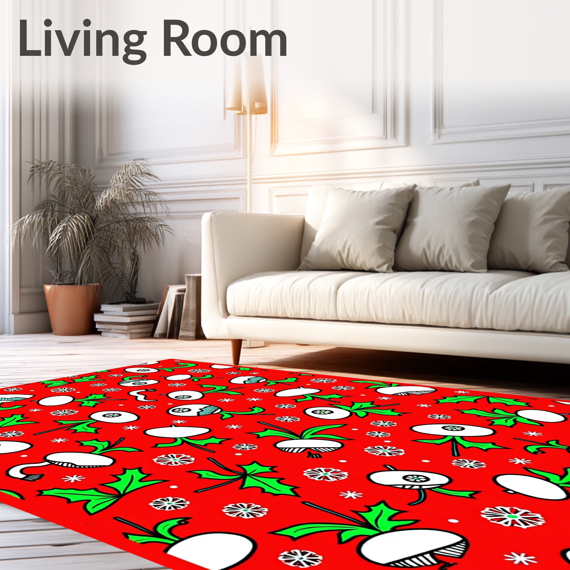 Festive Whimsical Root Vegetable Pattern Rug