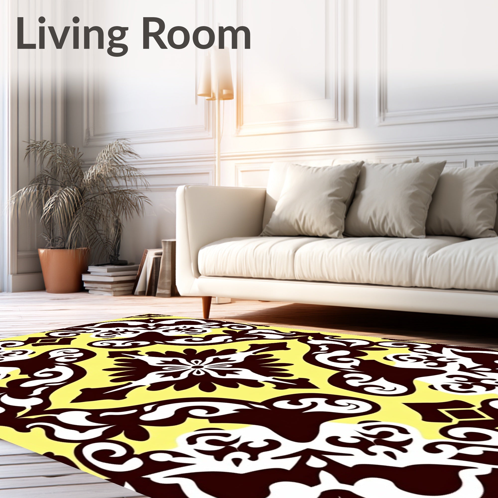Bold Floral Scrollwork Pattern Rug