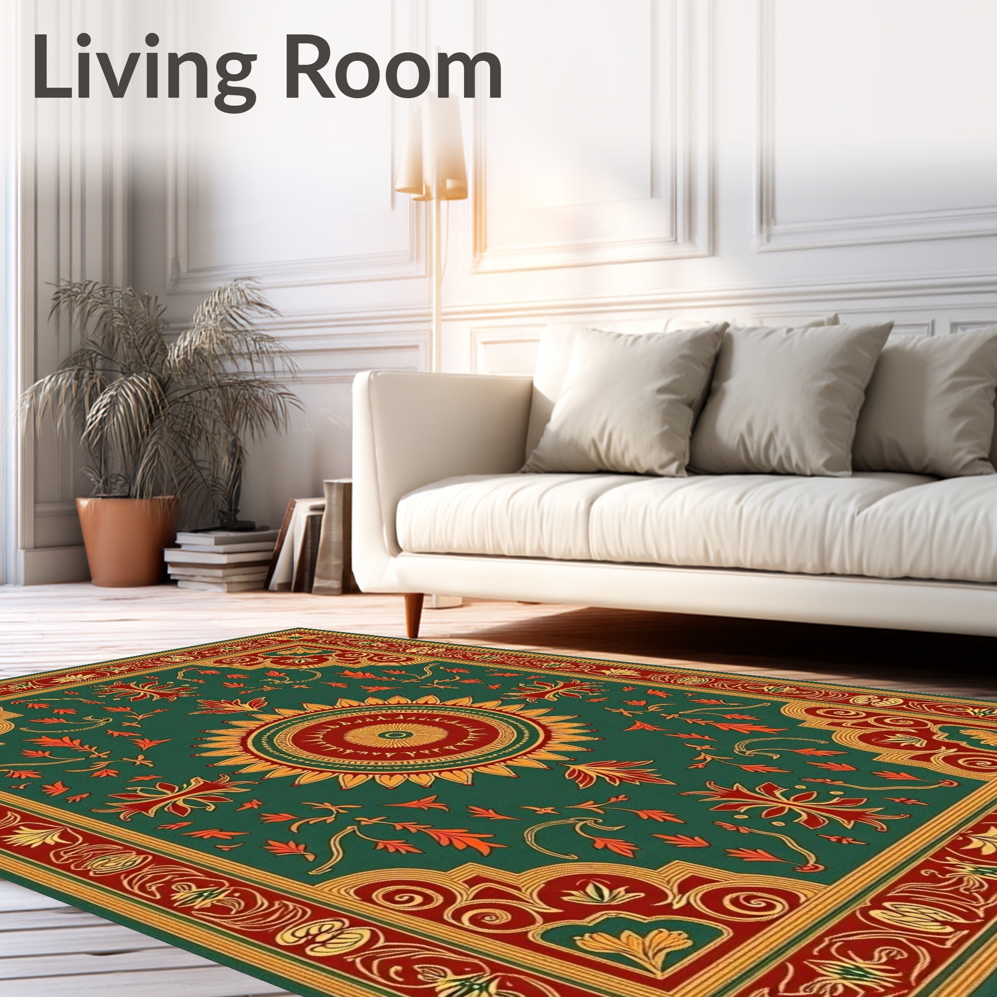 Ornate Sunburst Floral Medallion Rug