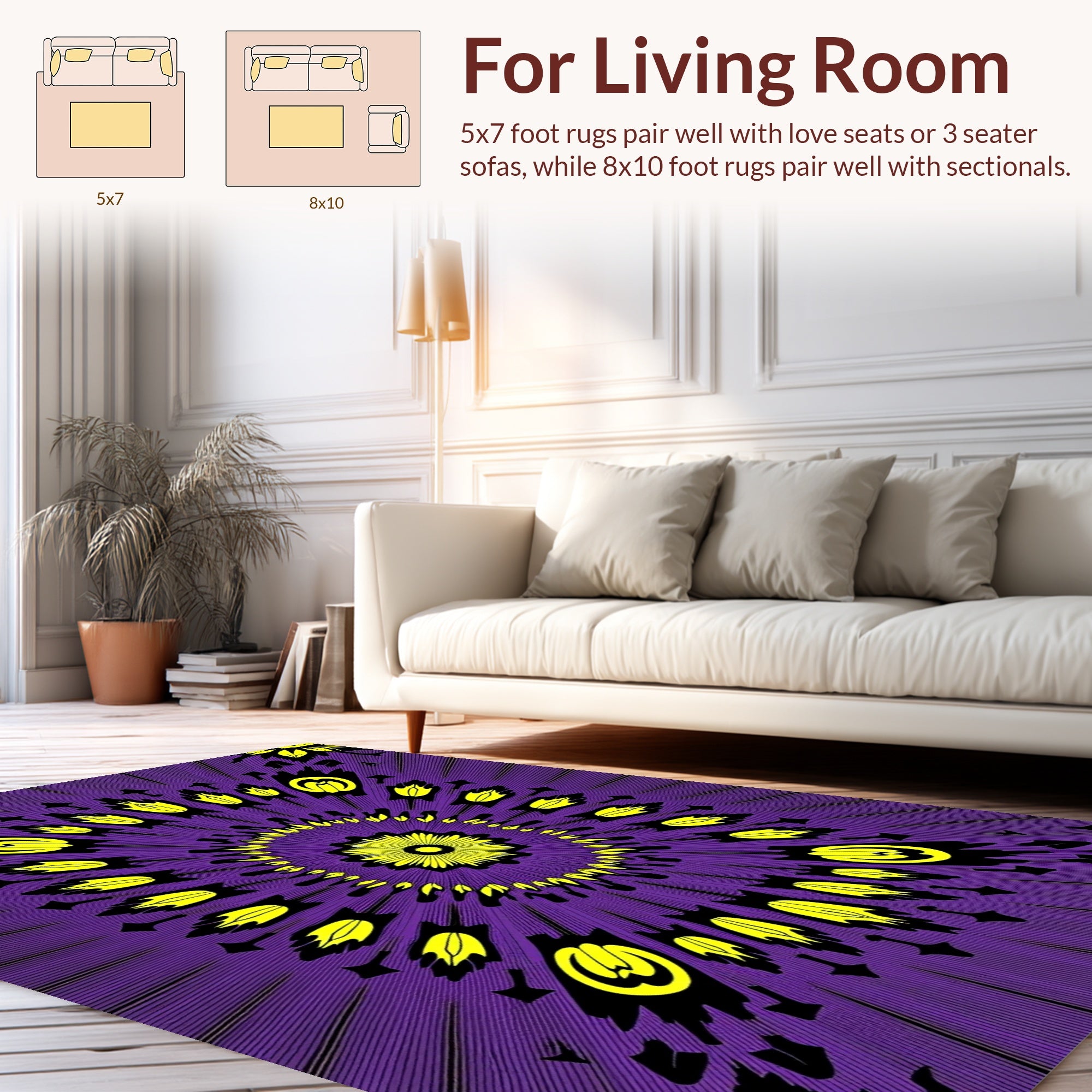 Vibrant Radial Floral Sunburst Design Rug