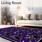 Whimsical Black Cats Stars Design Rug