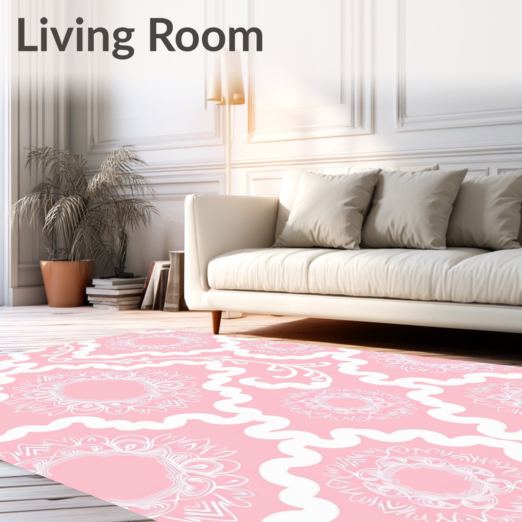 Ornate Mandala Patterned Pink Rug