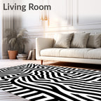 Bold Black White Abstract Lines Rug