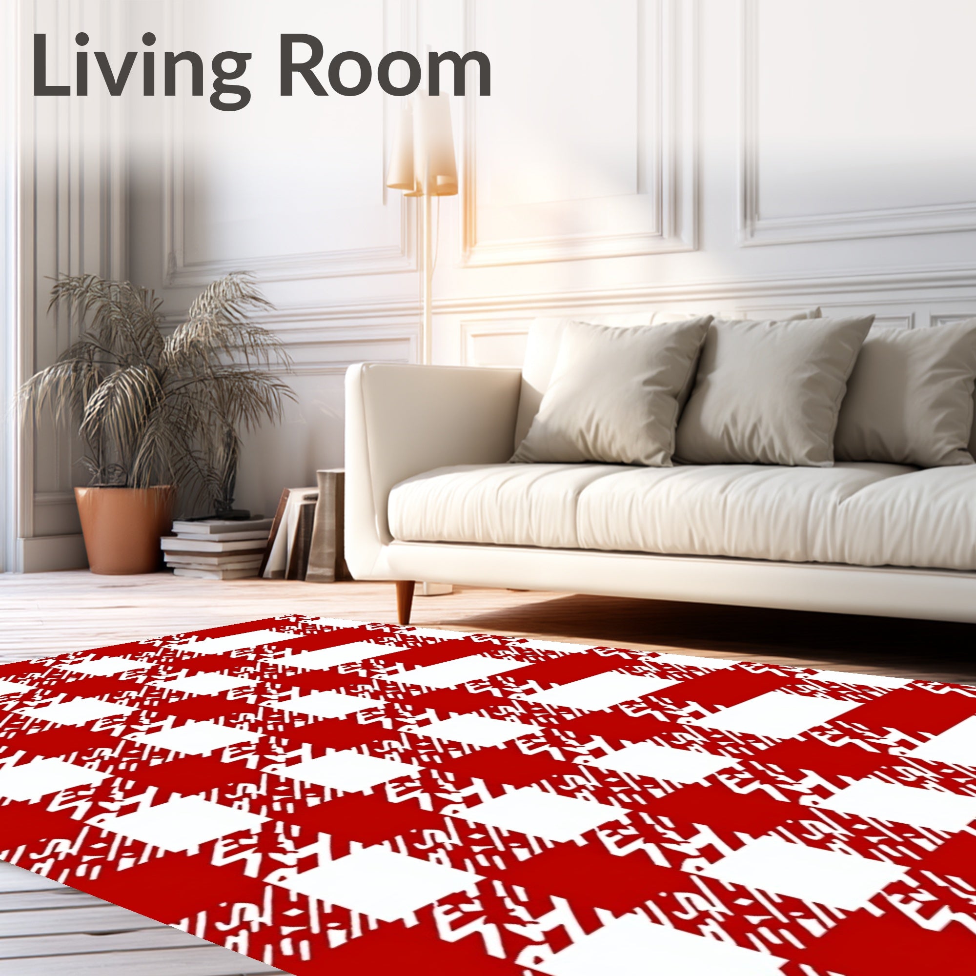 Classic Red Checkered Graphic Rug