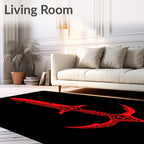 Crimson Textured Sword Armor Design Rug