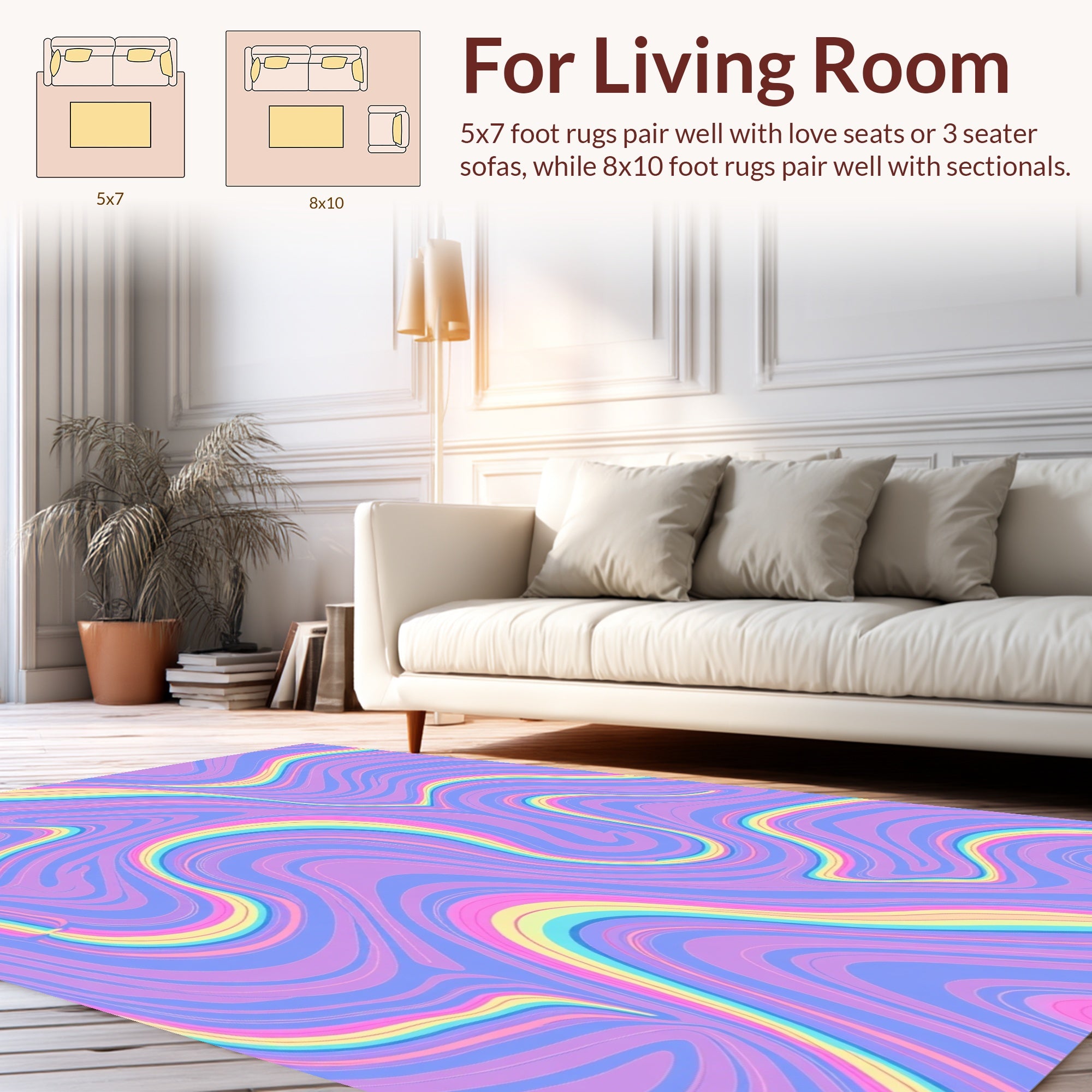 Pastel Swirl Rainbow Abstract Rug
