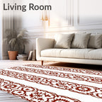 Rustic Floral Stripe Damask Design Rug