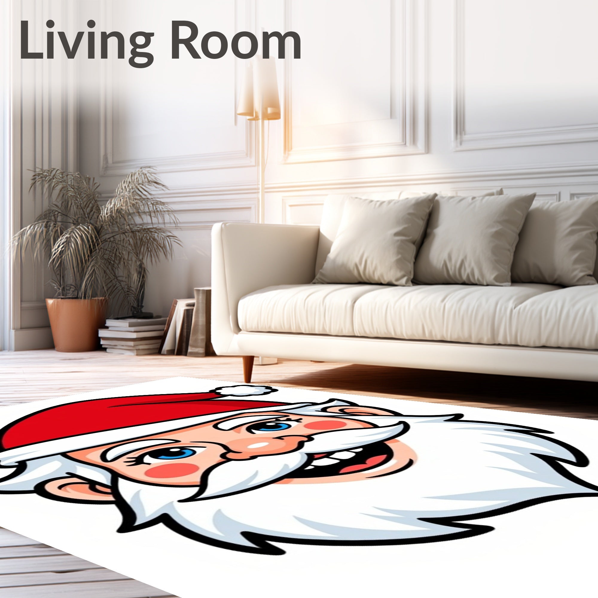 Jolly Santa Claus Festive Christmas Character Rug