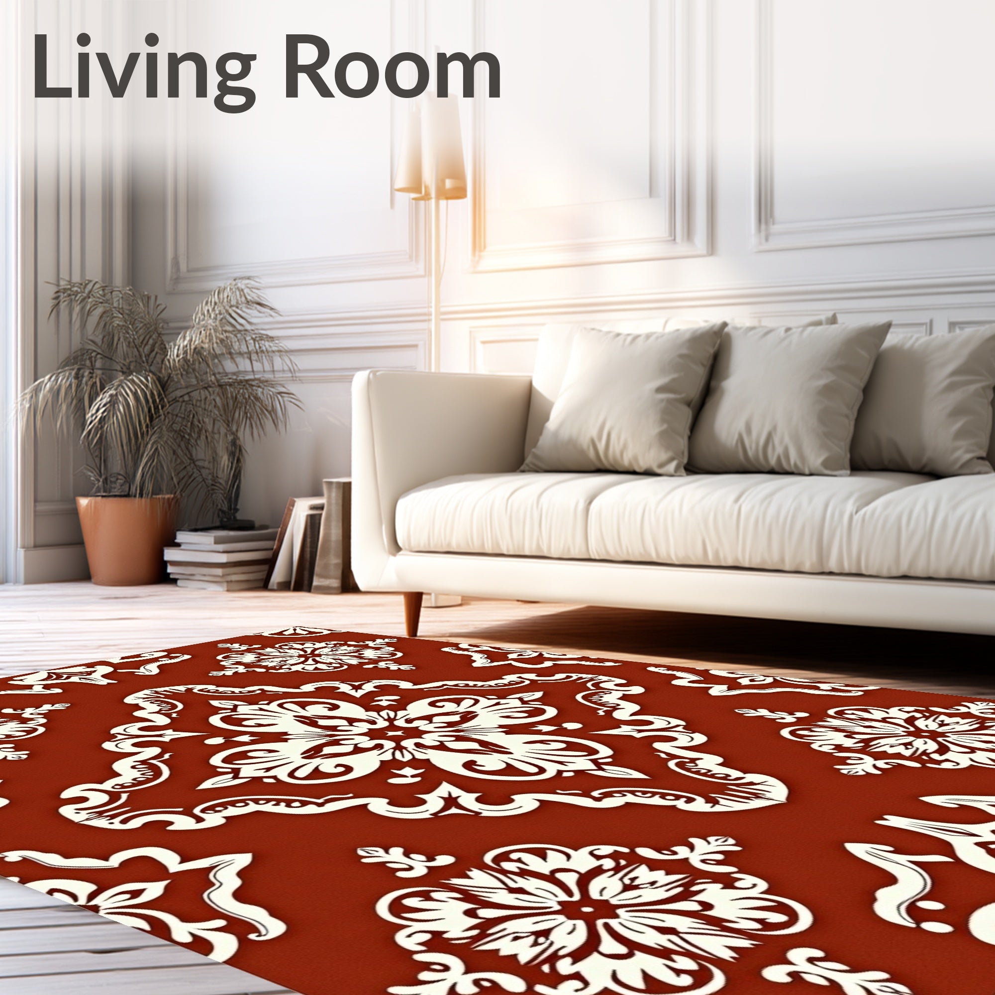 Classic Damask Scroll Pattern Rug