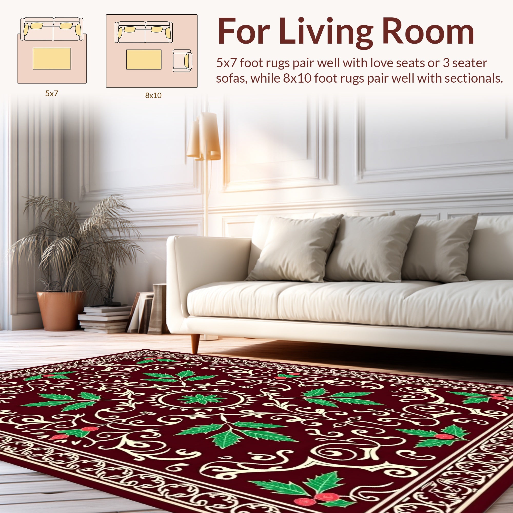 Regal Holly Vine Motif Rug