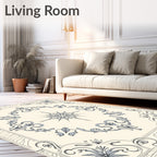 Ornate Floral Starburst Border Design Rug