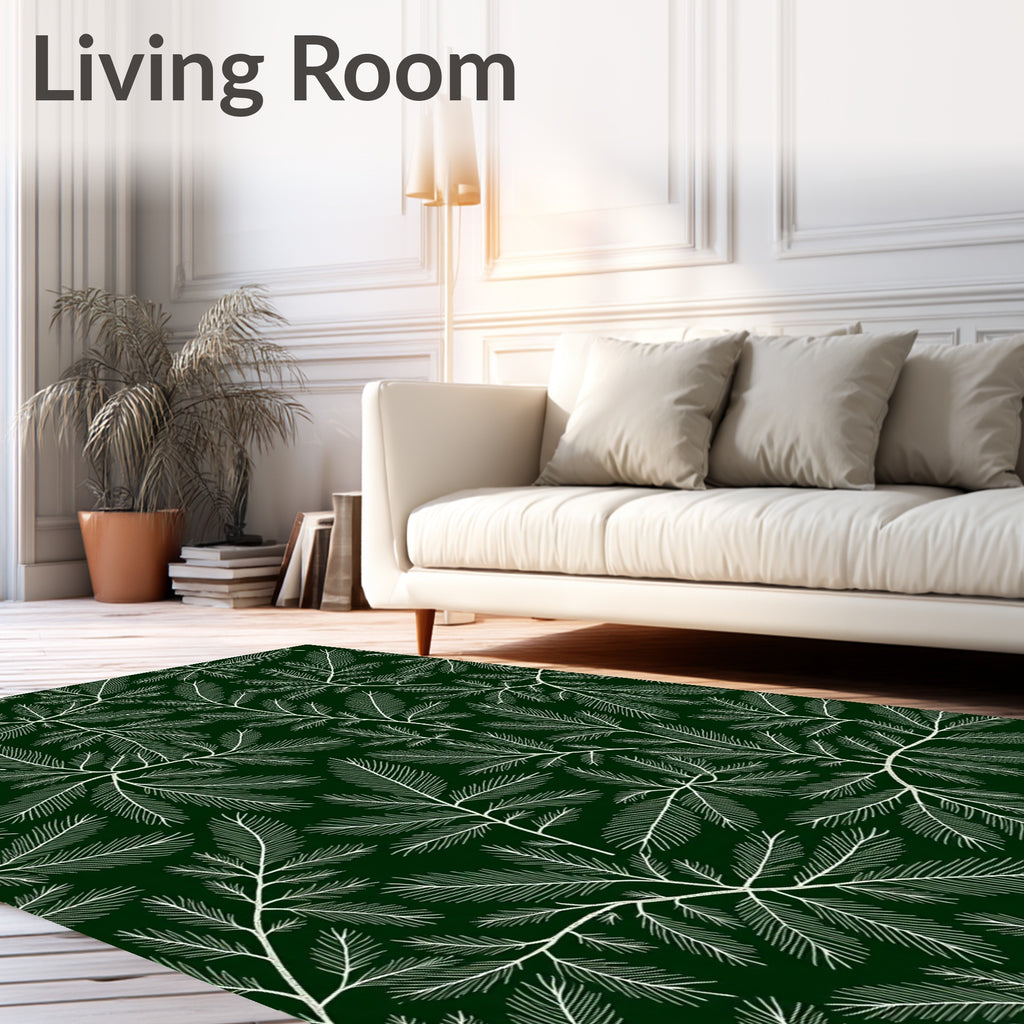 Elegant White Leafy Pattern Design Rug