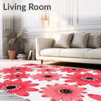 Coral Daisy Floral Pattern Rug