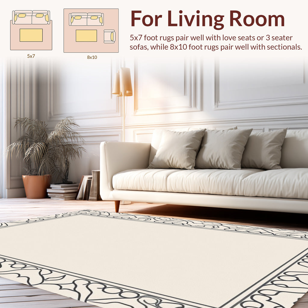 Ornate Scrollwork Botanical Pattern Rug