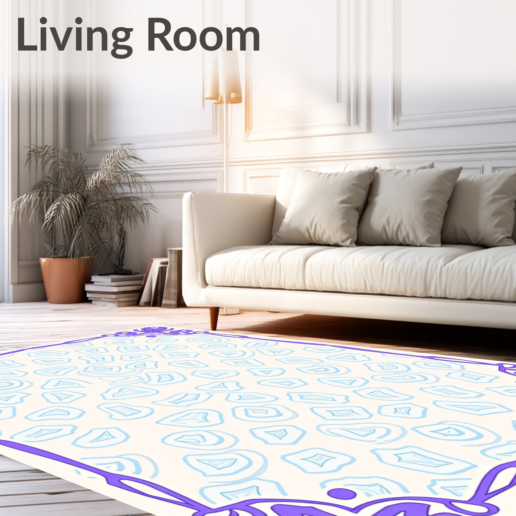 Purple Floral Art Nouveau Stone Pattern Rug
