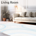 Modern Blue White Abstract Flow Rug