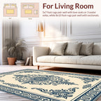Intricate Teal Scrollwork Floral Medallion Rug