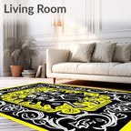 Dancing Skeletons Yellow Floral Pattern Rug