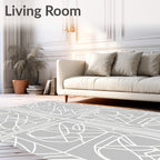 Monochromatic Abstract Line Art Pattern Rug