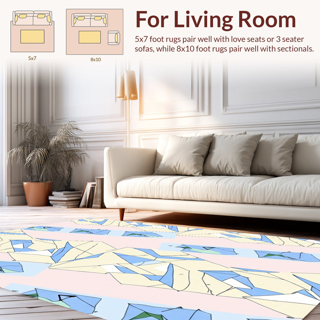 Abstract Geometric Pastel Stripes Rug