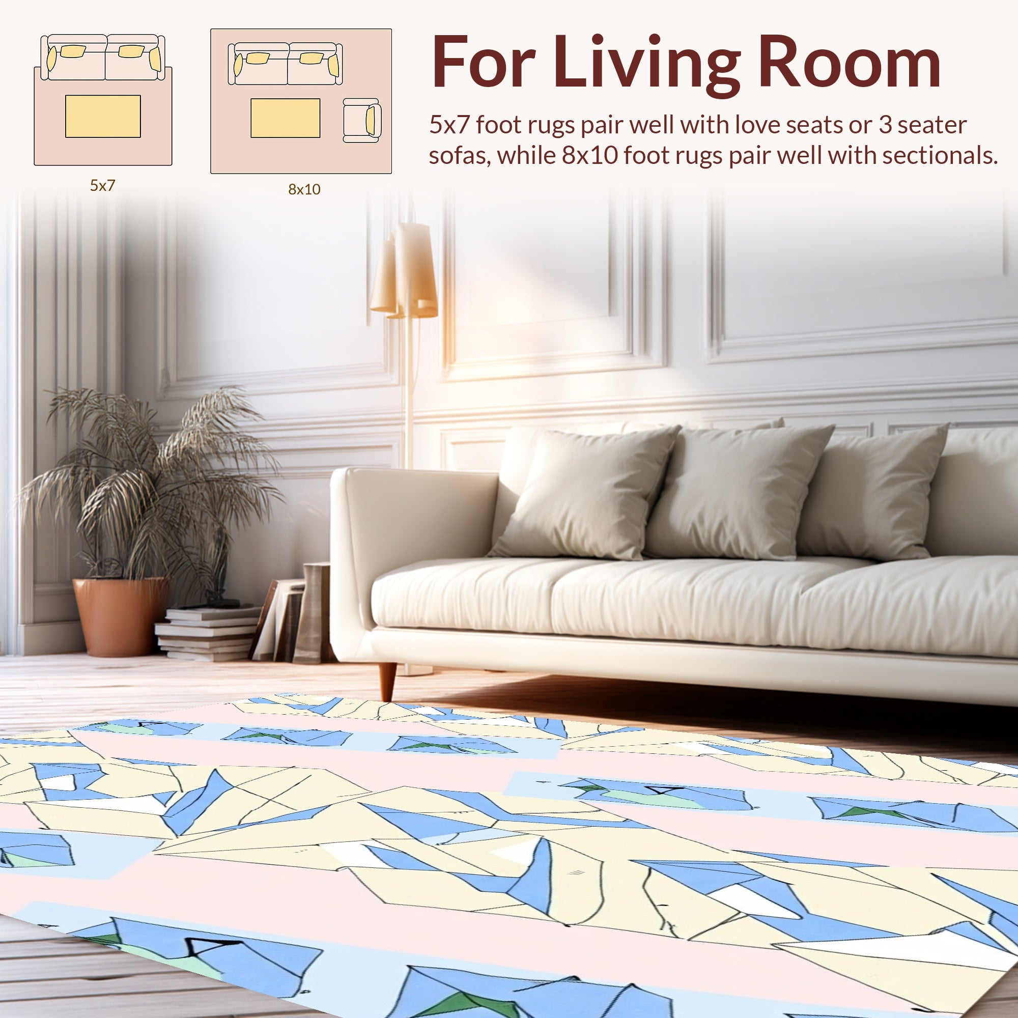 Abstract Geometric Pastel Stripes Rug