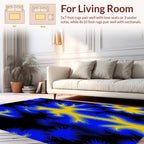 Abstract Blue Yellow Tree Pattern Rug