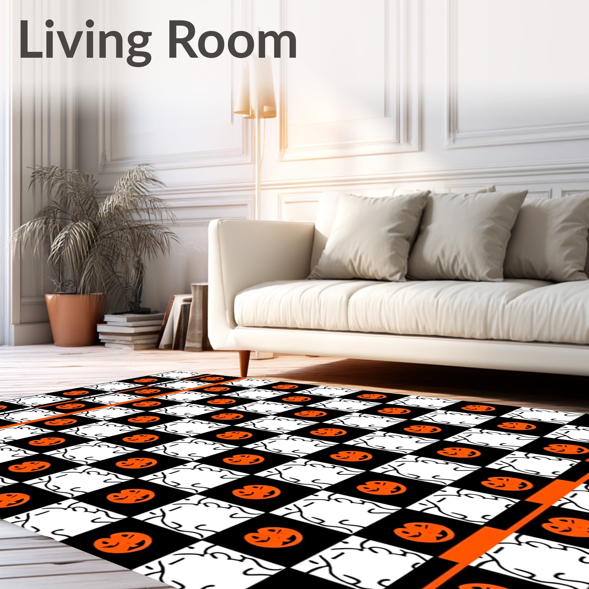 Spooky Pumpkin Chessboard Pattern Rug