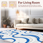 Abstract Blue Swirl Wavy Lines Rug