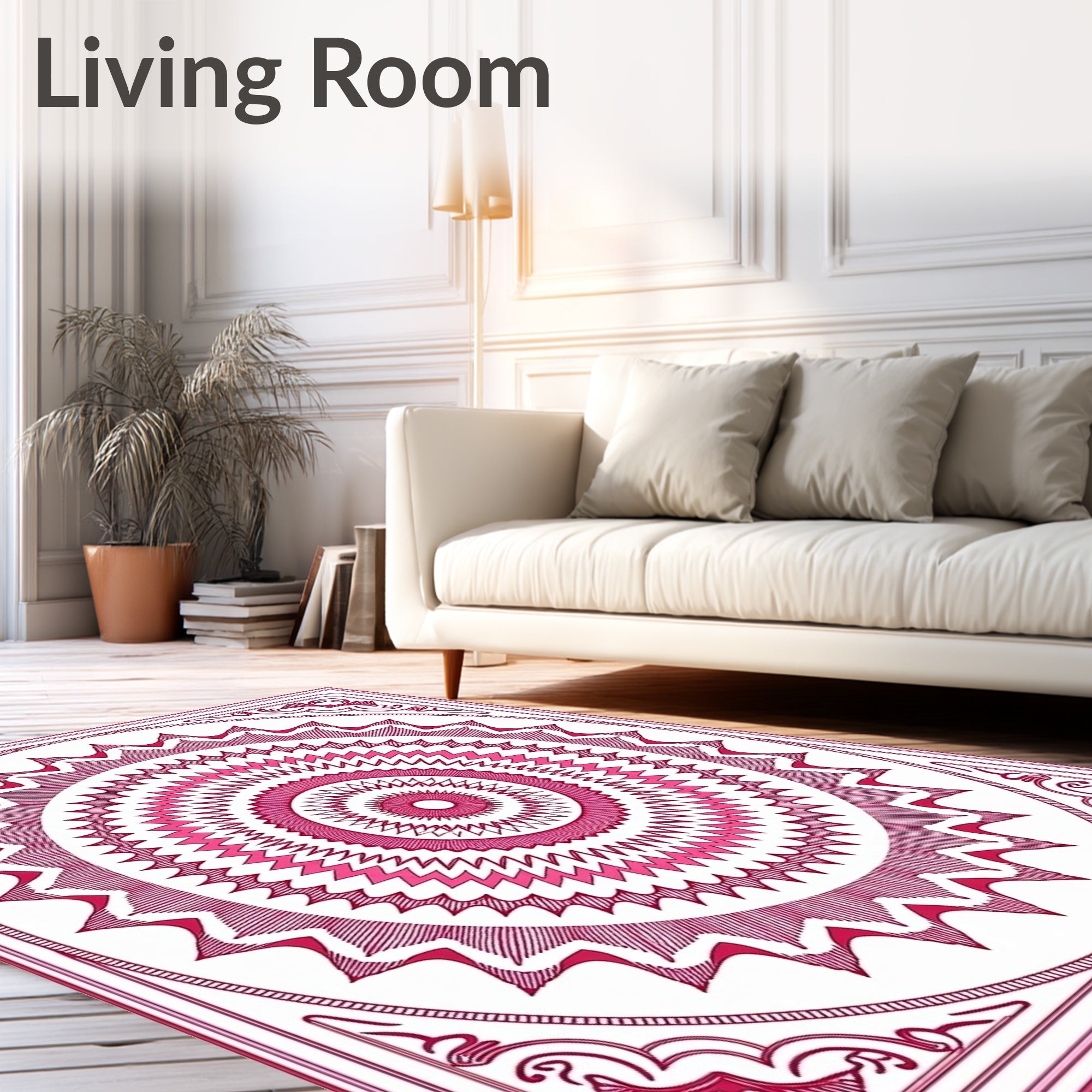 Mandala Design radial pattern Pink Rug