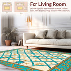 Turquoise Gold Geometric Starburst Design Rug