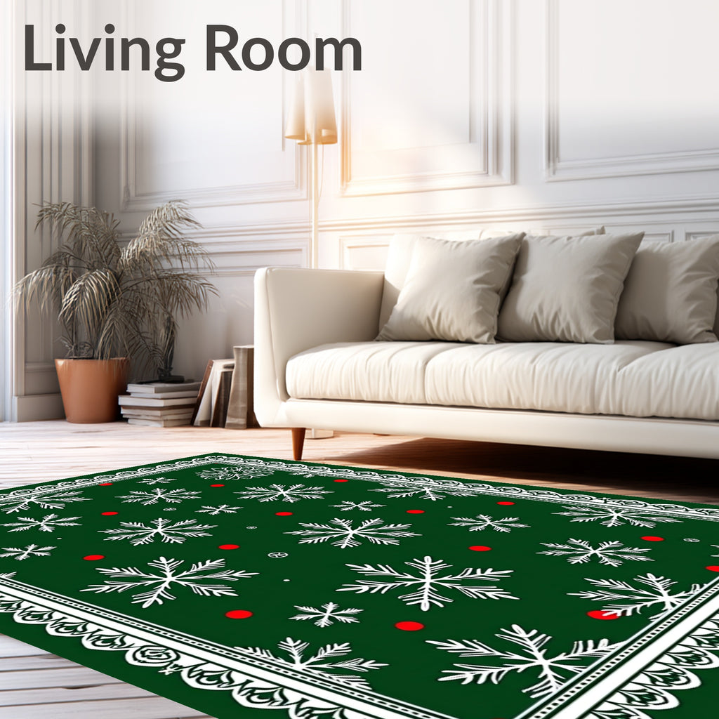 Festive Snowflake With Red Dot Design Rug