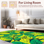 Vibrant Green Leaf Pattern Design Rug