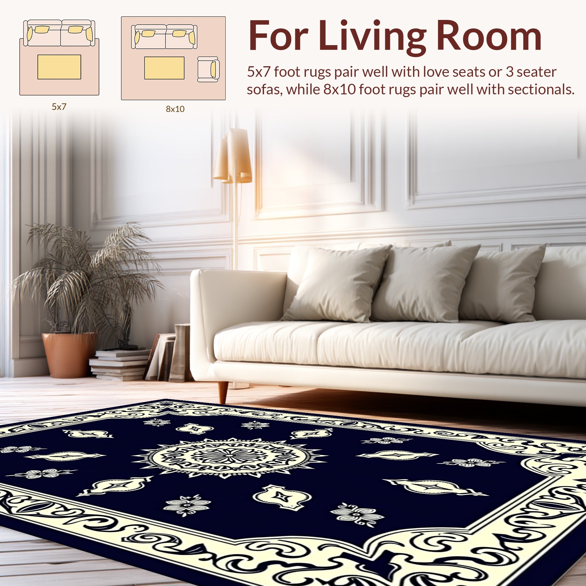Classic Floral Mandala Border Design Rug