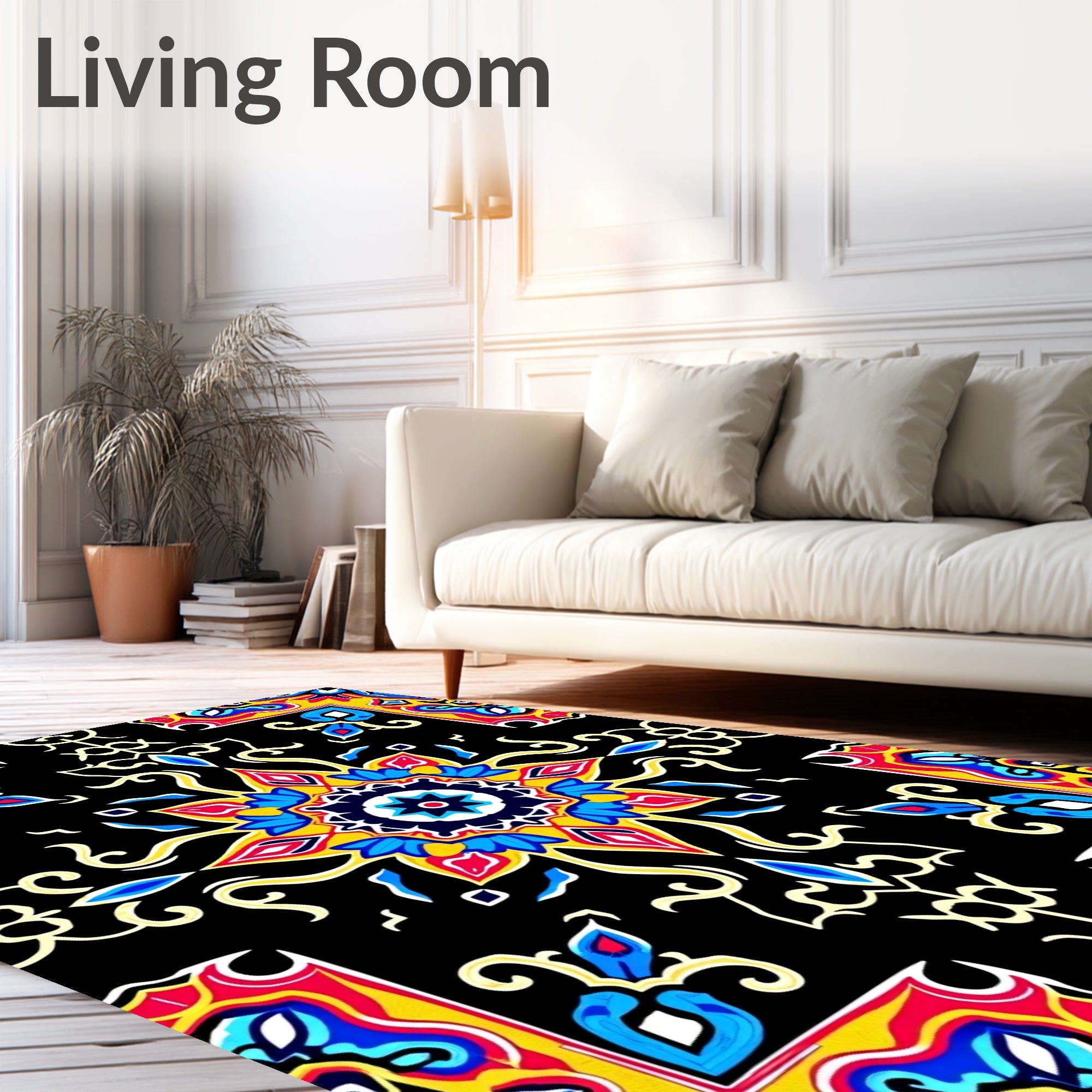 Colorful Radial Medallion Pattern Rug