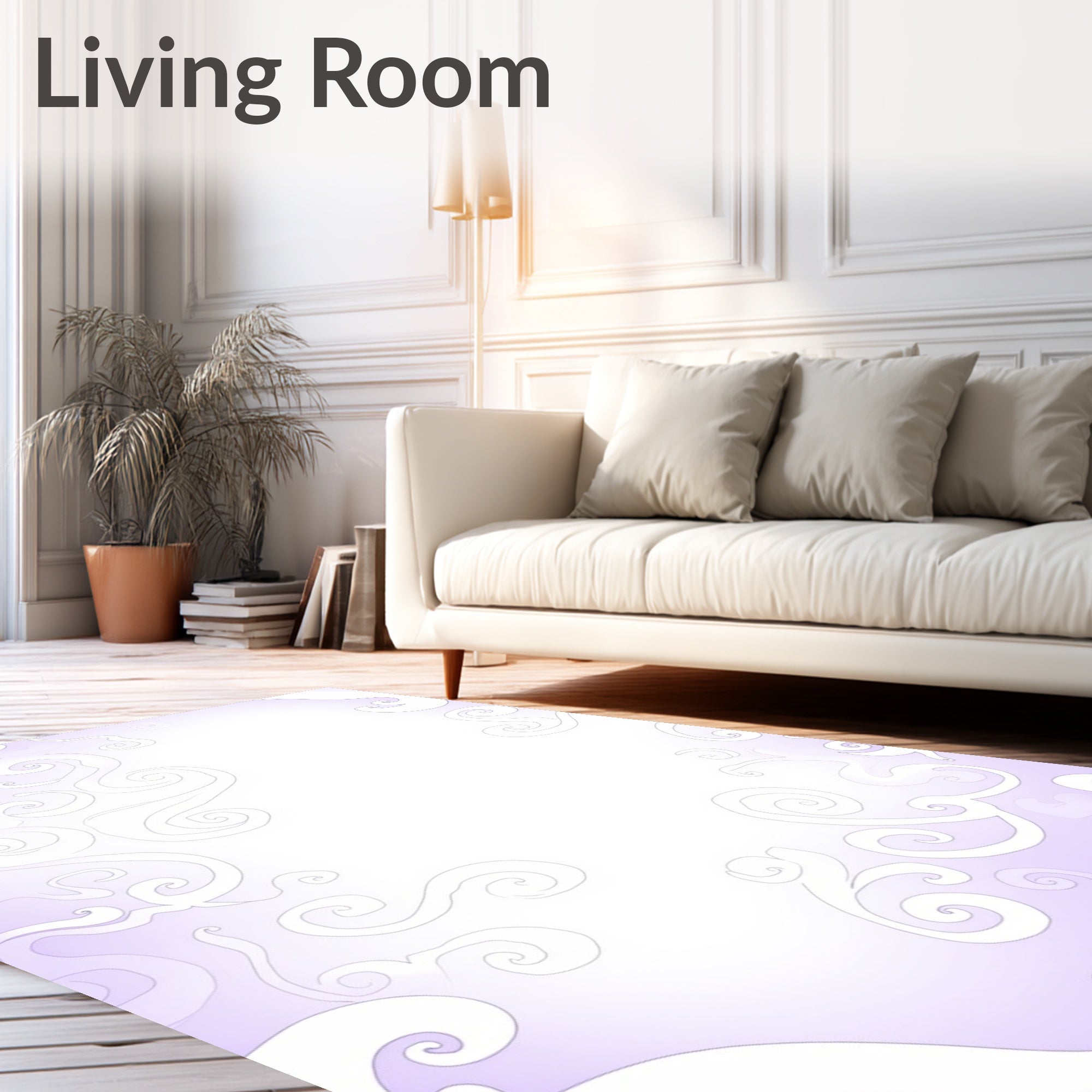 Delicate Swirls Abstract Lavender Rug