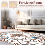 Orange Blue Scroll Nouveau Pattern Rug