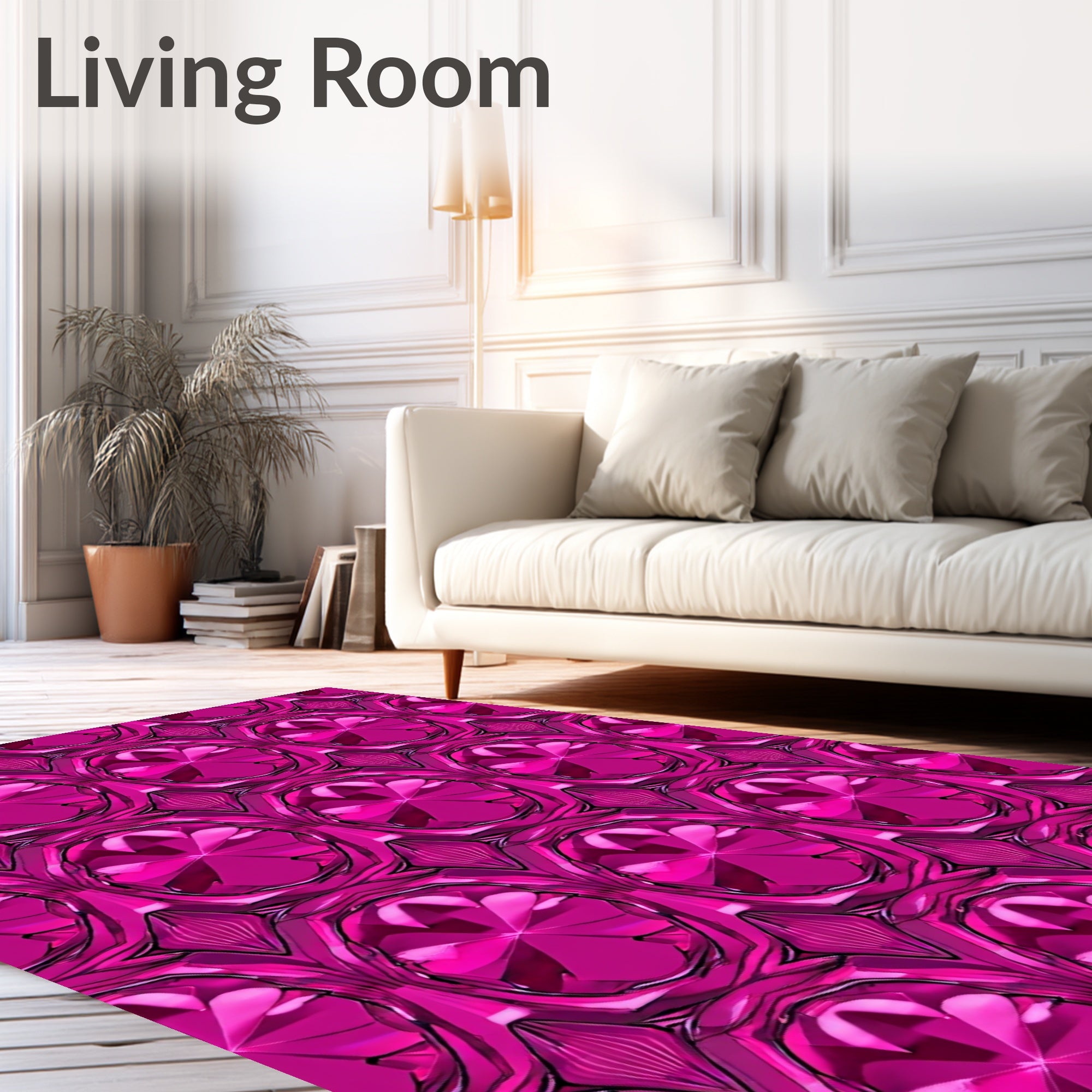 Dazzling Fuchsia Faceted Rhombus Medallion Rug