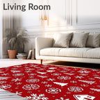 Winter Wonderland Trees Snowflakes Pattern Rug