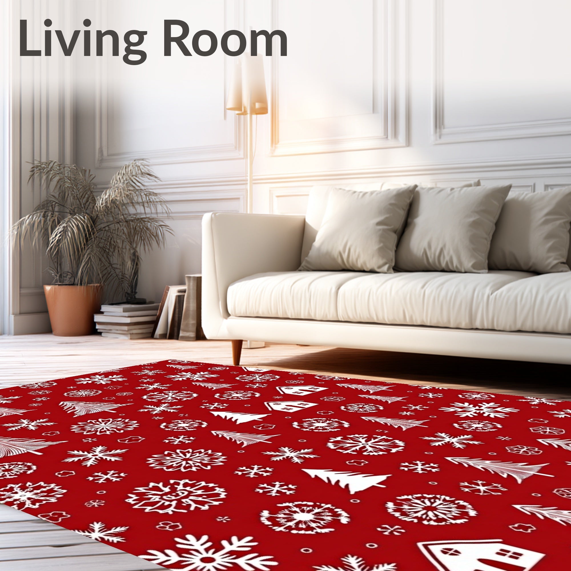 Winter Wonderland Trees Snowflakes Pattern Rug