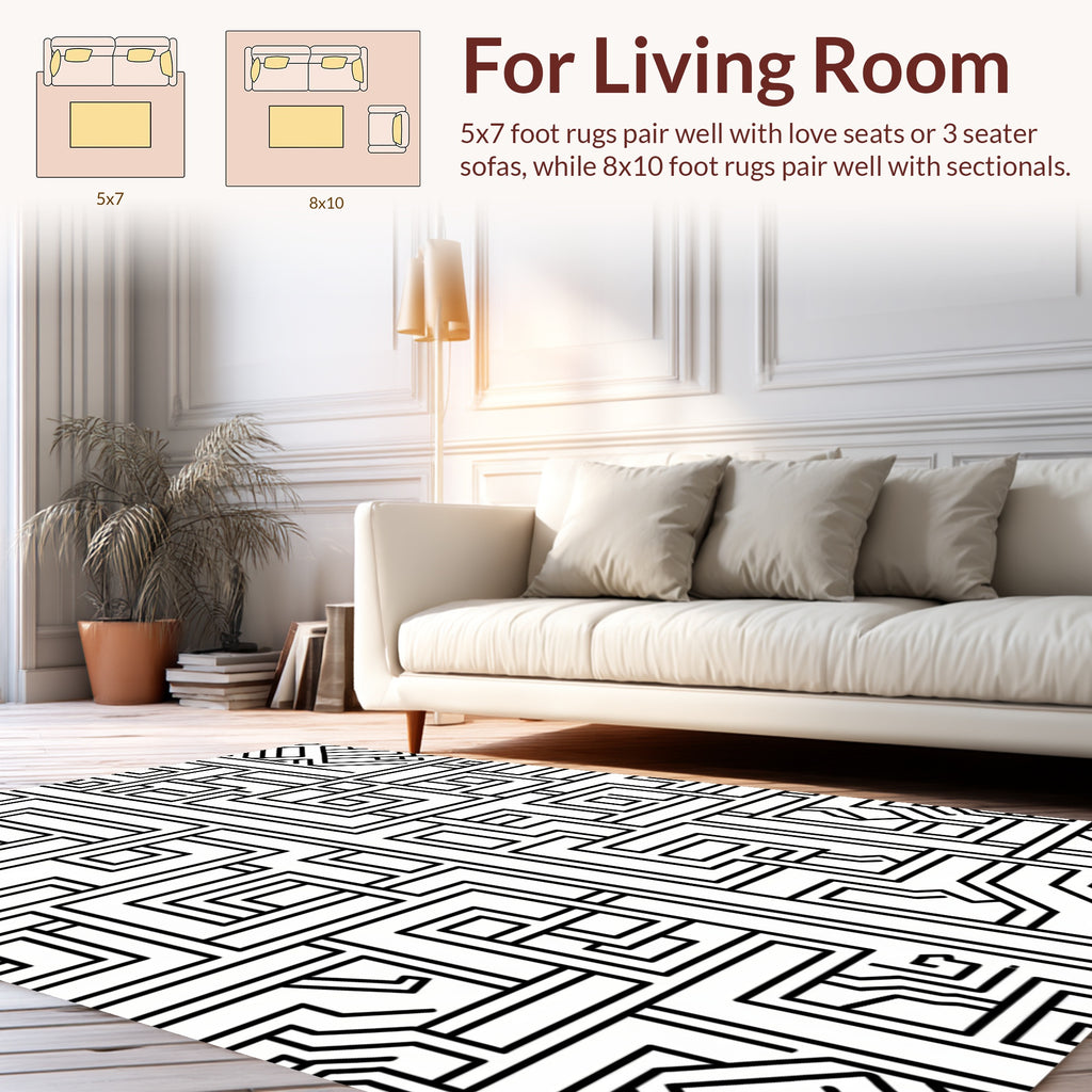 Abstract Geometric Maze Pattern Rug